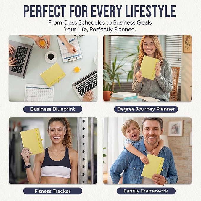 Weekly Planner 2026-2027 A5 (6.5" x 8.5") 12 Months (Jul'26 - Jun'27) Weekly & Monthly Planner with Month Tabs & Inner Pocket, Expenses/Note Pages, PU Leather Yellow