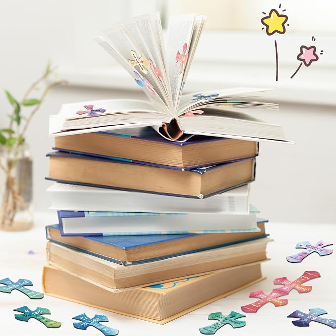 50Pack Magnetic Bookmarks Christian Bookmarks Bulk Cross Bible Bookmark for Reading Women Men Kids Book Lovers Gifts, Religious Magnet Bookmark Clips Cute Personalized Book Markers (Watercolor)