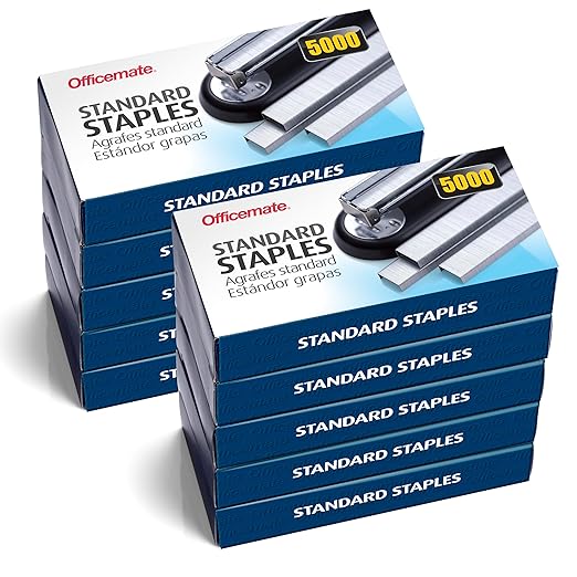 Officemate Standard Staples, 1/4″ Full-Strip General Purpose Staples, Fits Standard Desktop and Office Staplers, 20-Sheet Capacity, 10 Boxes (Pack of 10)