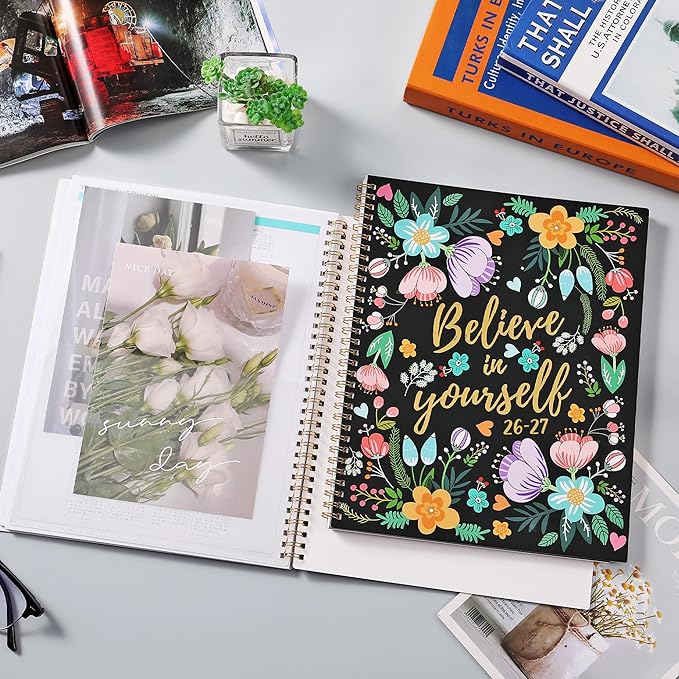 2026-2027 Monthly Planner - Monthly Calendar Planner, July 2026 - December 2027, 8.5" x 11", 18 Month Planner with Back Pocket, Twin-Wire Binding - Floral