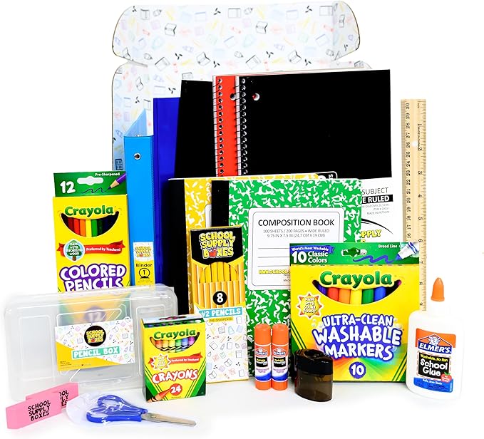 Back to School Essentials Supplies Kit Bundle for K-8 Students – 20-Piece First Day of School Must-Have Set with Notebooks, Pencils, Folders & More