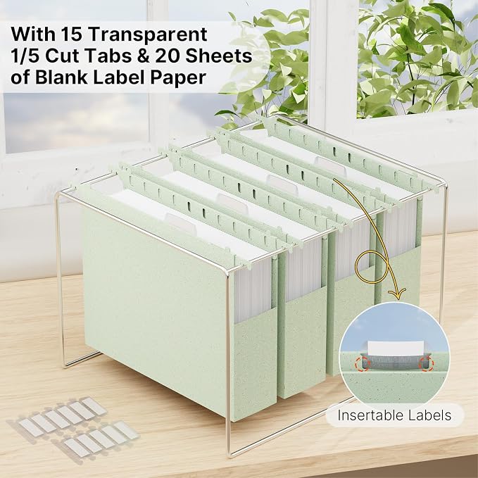 XINGIA Plastic Hanging File Folders Letter Size,12 Pack 2" Expansion Extra Capacity Hanging Folders for Filing Cabinet,Hanging File Organizer with Tabs, Ideal School Classroom, Office Supplies