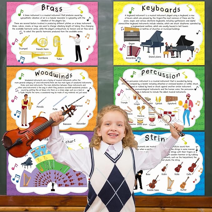 Music Posters Musical Instruments Bulletin Board Set Orchestra Posters for Classroom Musical Education Decor for Primary School Middle School and High School Classroom Decorations Homeschool