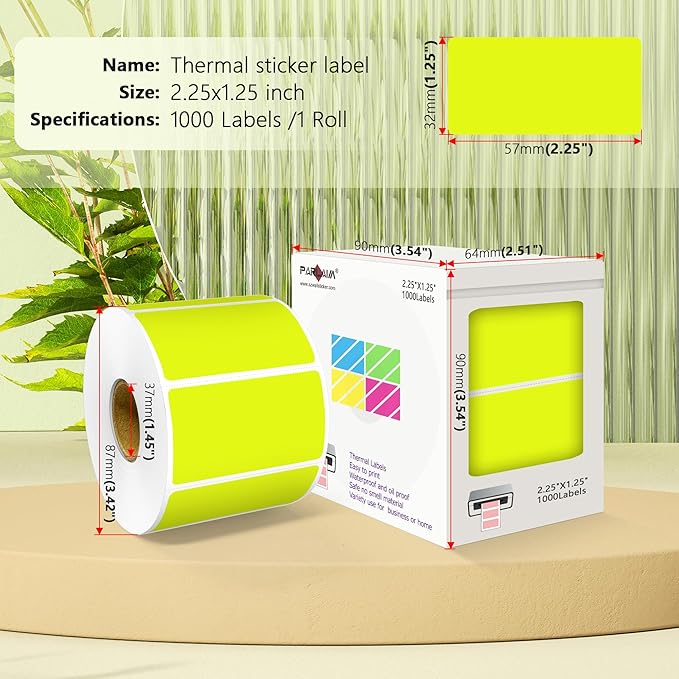PARLAIM 2.25x1.25 Thermal Labels,1000 Labels Rectangular Direct Thermal Stickers Labels Roll Compatible Thermal Printer, Mailing Labels, Shipping Labels Self-Adhesive Direct Thermal Labels