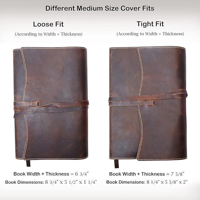 Hunter & Scribe Leather Book or Bible Cover for Men and Women - Handcrafted Genuine Top Grain Buffalo Leather - Christian Gifts - Medium Leather Bible Cover - Medium Book Cover
