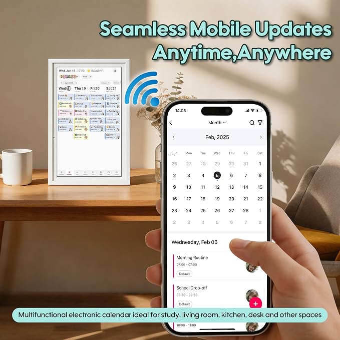 15.6 Inch Smart Digital Calendar, No Subscription Family Organizer with WiFi Sync for iCloud Google Outlook, Touch Screen Electronic Calendar, 1080P FHD Digital Photo Frame - by Aimuonos