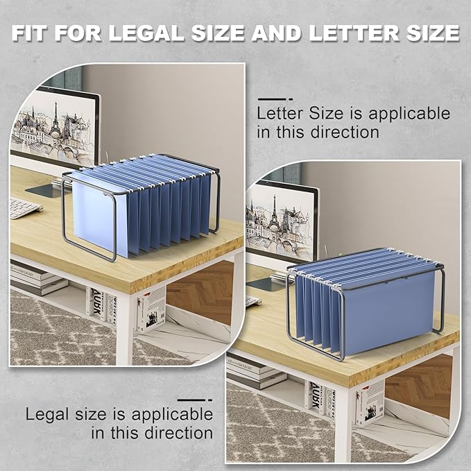 Upgraded Adjustable Hanging File Folder Frame,Legal/Letter Size,Length Adjusted 16 to 25 inches,Heavy Duty Steel File Drawer/Cabinet Organizer Insert, Hanging Folder Holder,12.598" W X 9.45" H