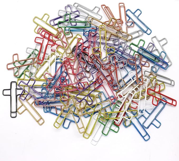100Pcs Cross Paper Clips, Versatile Bible Paper Clips Journaling Paper Clip, Great Bookmarks for Bible Study Supplies/Christian Office and Home(Multicolored)