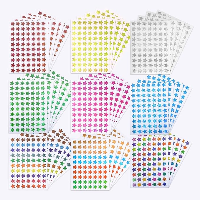 Colorful Star Stickers, 1400PCS, Student Reward Stickers, Valentine's Day Packaging Choice, Teacher Supplies (Colorful Version-2)