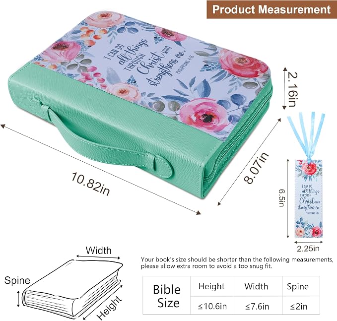 Bible Cover Case for Women PU Leather Woman Book Carrying Bag Bible Study Sipples Accessories with PU Bookmark Journaling Kit Christian Gifts