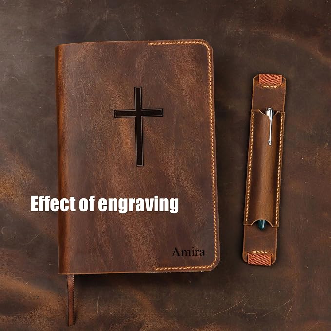 Personalized Leather Bible cover case for KJV Standard GP Editions bible,Standard Size Bible, Custom leather holy bible case Christian gifts for men women(8.9" x 5.7" x 1.7" No Pen Sleeve)