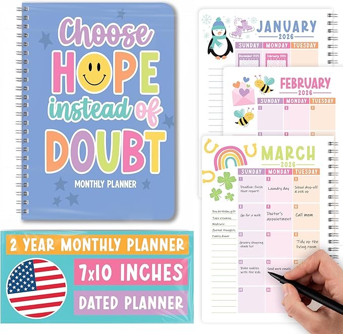 2026-2027 Monthly Planner - 2 Year Monthly Planner 2026-2027, Month Calendar Planners 2026 to 2027, Calendar Book, Smiley Month Planners & Organizers