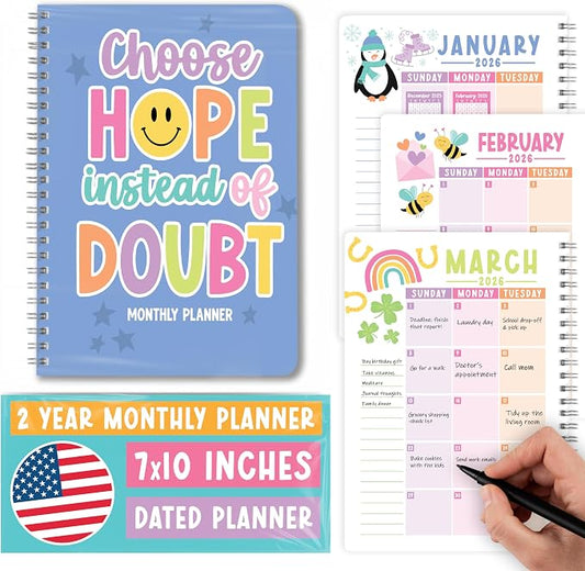 2026-2027 Monthly Planner - 2 Year Monthly Planner 2026-2027, Month Calendar Planners 2026 to 2027, Calendar Book, Smiley Month Planners & Organizers