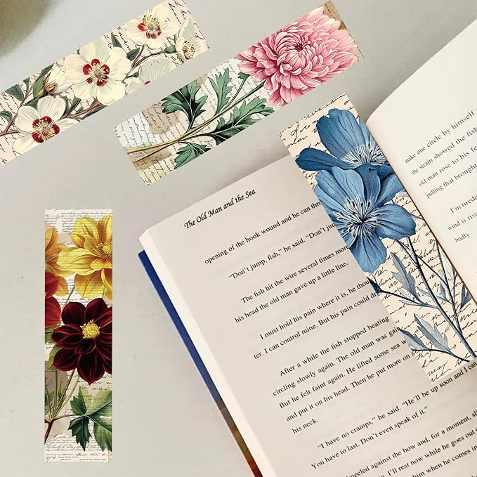 30PCS Nature Pictures of Flowers Paper Bookmarks for Book Lovers, Vintage Aesthetic Bookmark Simple Style Book Accessories Natural Style Book Marks,Boxed Bookmarks Set as Gifts for Students