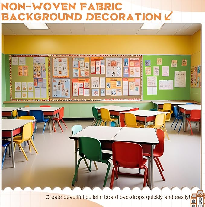 Hahafelt 16 in x 40 Ft Fabric Bulletin Board Roll Classroom Non Woven Fabric Background Decorations Waterproof Wrinkle Resistant Bulletin Board for Back to School Wall Decor(Brown,Pure)