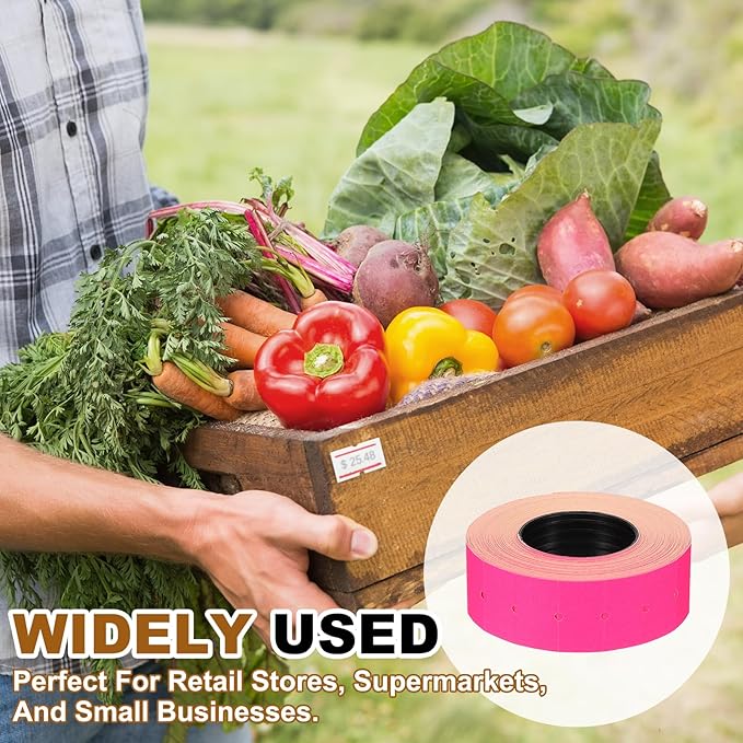 PATIKIL Pricing Labels, 10 Rolls 8000 Price Price Gun Labels Self-Adhesive Rectangular Puzzle Shape Marker Tag Stickers for Date Gun, Rose Red