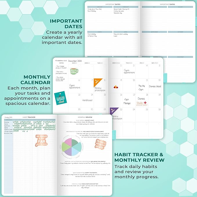 Clever Fox Large Medical Planner 12-Month – Medical Notebook, Health Diary, Wellness Journal to Track Health – 12 Months, 7x10.5″ (Light Turquoise)
