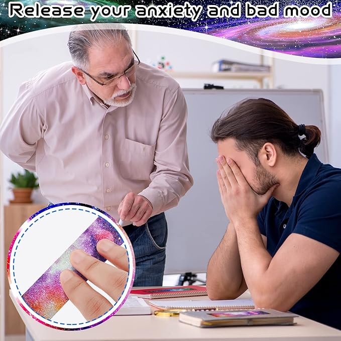 Gersoniel 36 Pcs Anxiety Sensory Stickers Strips Adhesive Textured Mental Health Calm Stickers Mindfulness Fidget Decals Stress Anxiety Relief Items for Therapy Office Desk(Galaxy Style)