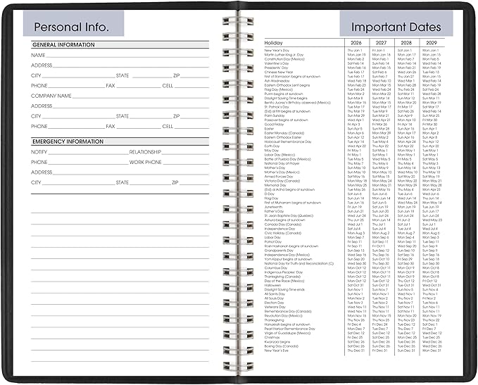 AT-A-GLANCE 2026 Appointment Book Planner, Weekly, 5" x 8", Small, DayMinder, Black (G2000026)
