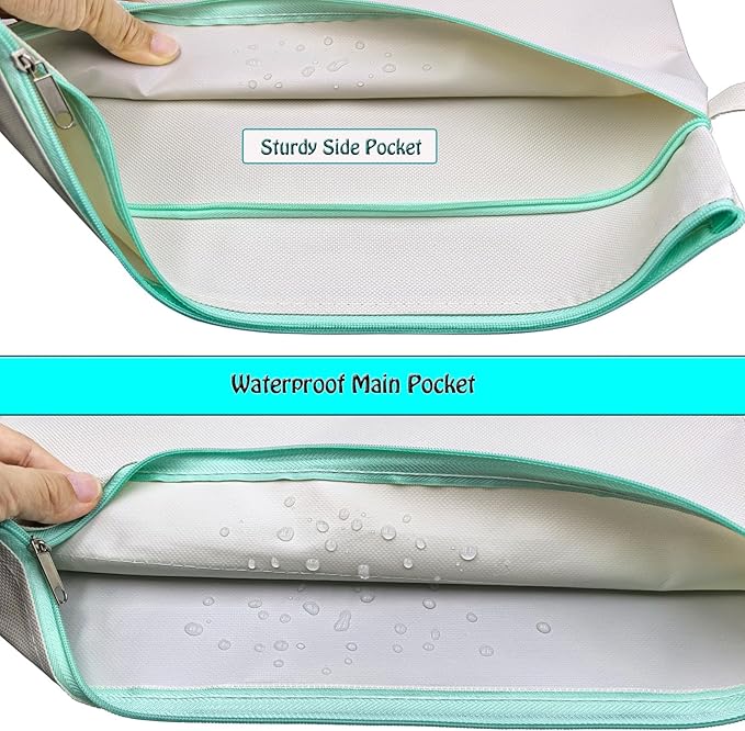 A4 Mesh Zipper Pouch, Waterproof File Bag with Handle,Foldable Document Organizer for School, Office, Travel - Durable Folder with Puzzle Project/Cross Stitch (10)
