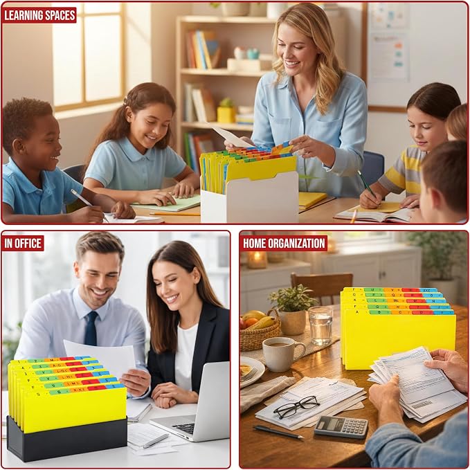 Iconikal A-Z Alphabetical Hanging File Folder Guide Dividers, Heavyweight 5 Color Coded Tabs, Letter Size 1/5 Cut Positions, Heavy Duty Office Organizers 5 Tabs Across