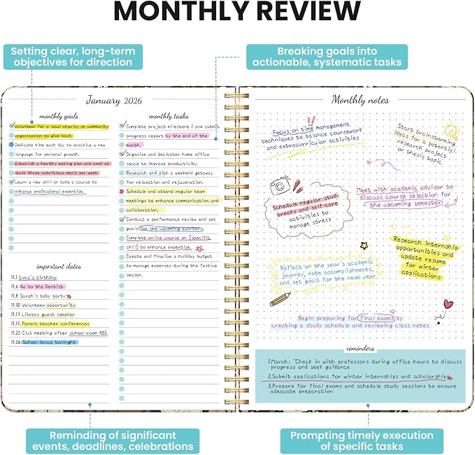 Monthly Planner 2026-2027, Aesthetic 2 Year Months Planner Calendar, 24-Months from January 2026 - December 2027, 26-27 Monthly Calendar Planner, Perfect for School Office Home, 7" x 10" - Wild Rose