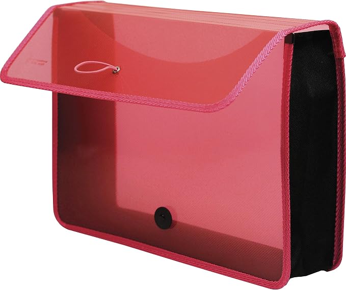 Lion Expand-N-File Poly Expanding Wallet, Letter (9-1/2 inch x 12 inch), 3 inch Gusset, Transparent Pink, 1 Wallet (48160-PK)