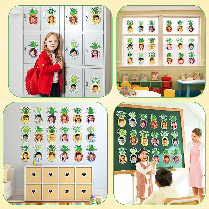 gisgfim 80Pcs Summer Cutouts Pineapple Decoration Bulletin Board Luau Tropical Paper Cut-Outs Classroom Decor for DIY Craft Photo Wall Summer Hawaiian Beach Kindergarten Preschool Party Favor Supply