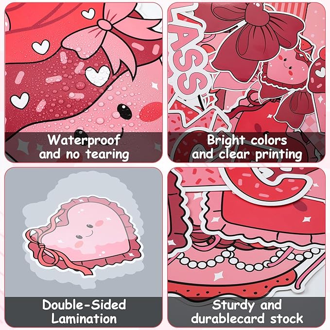 Gersoniel 55 Pcs Valentine's Day Bulletin Board Classroom Decorations Pink Cherry Sweet Bulletin Board Decorations Set Cutouts for Valentine's Chalkboard Wall Decor Supplies