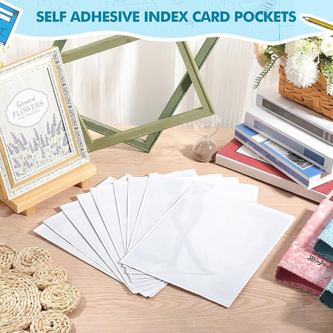 Outus 30 Pcs Self Adhesive Shop Ticket Holders Clear Plastic Sleeves Adhesive Pockets Work Order Job Ticket Holders for Back to School Student Label Home Office Posting Signs (8.5 x 11 Inch)