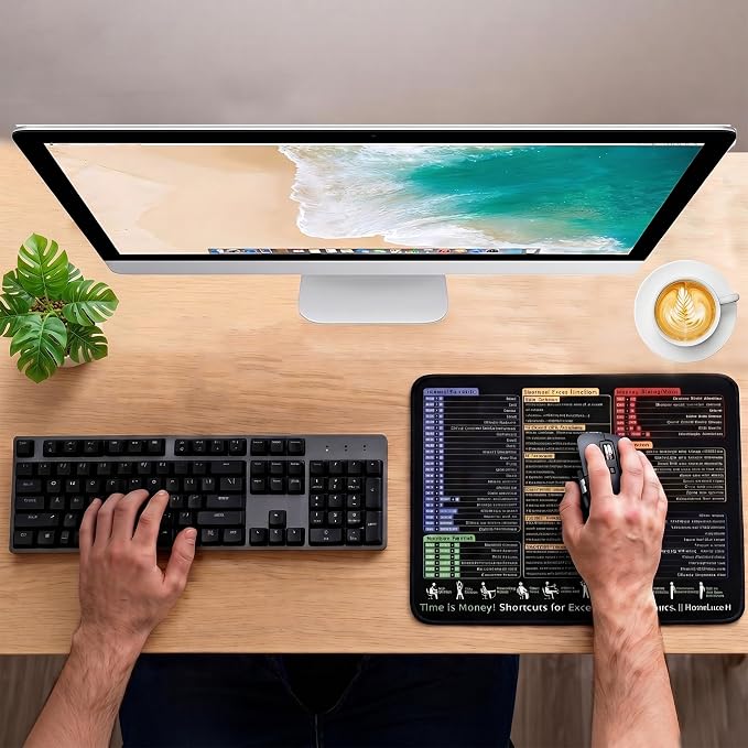 Small excel Cheat Sheet Desk pad-Waterproof Mouse Pad（11.8 in * 9.8 in） |Portable Computer Mousepad of Microsoft Excel Shortcuts | Office Desk Accessories | Non-Slip Stitched Edge