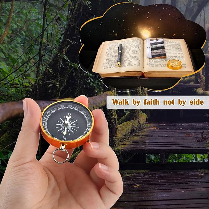 Spakon 30 Sets Father's Day Christian Gifts for Men Bible Verse Compass Pen Religious Bookmark Inspirational Church Gifts for Pastor Appreciation Day Grandpa Men Christmas (Classic)