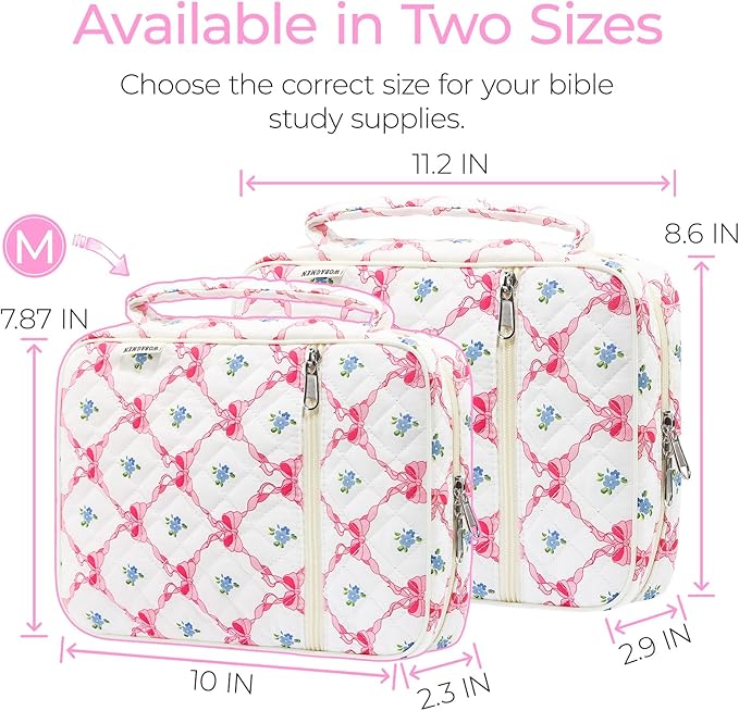 WOBAGMEN Bible Cover Case for Women,Large Bible Tote Bags Organizer Quilted Carrying Case for Girls,Bible Study Supplies Accessories Christian Gifts for Women (linggehua, M)