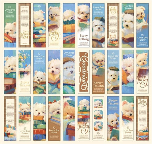 Cute Funny Animal Theme Colorful Bookmarks, 30 PCS (Dog Story)