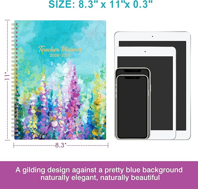 Teacher Planner 2026-2027 - Teacher Lesson Planner 2026-2027, July 2026 - June 2027, 8.3" x 11", Weekly & Monthly Lesson Plan Book for Teachers with Twin-Wire Binding for Teachers - Oil Painting