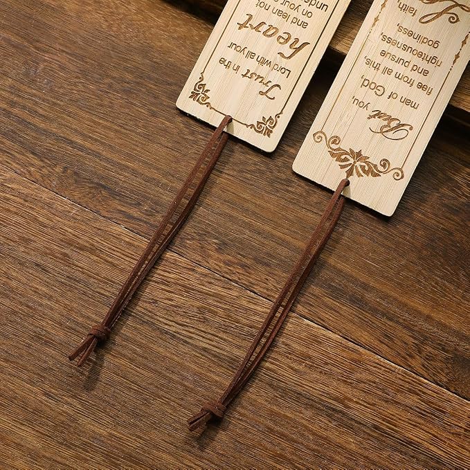 2 Pcs Bible Bookmark Bamboo Bookmarks for Men, Bible Book Markers Gifts for Christians (Classic)