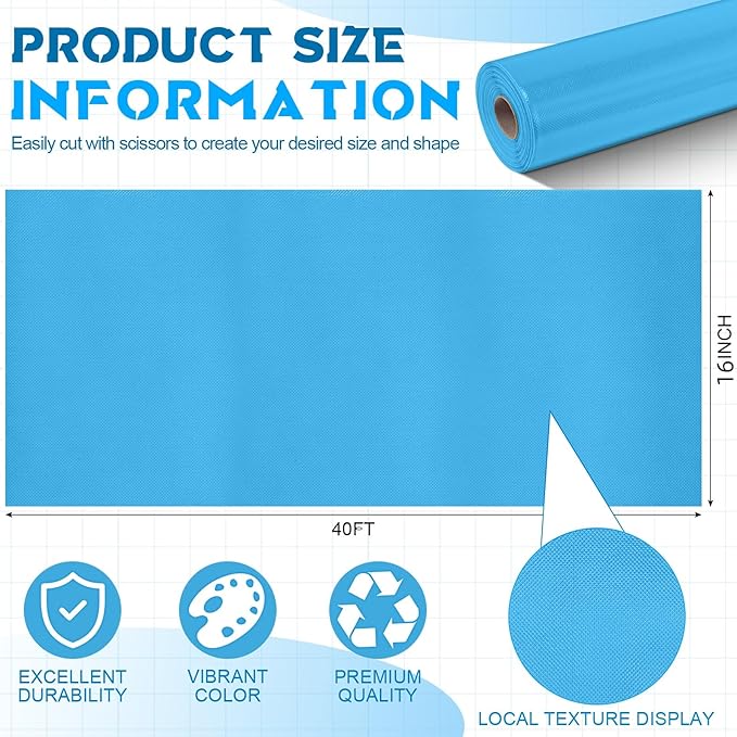 Hahafelt 16 in x 40 Ft Fabric Bulletin Board Roll Classroom Non Woven Fabric Background Decorations Waterproof Wrinkle Resistant Bulletin Board for Back to School Wall Decor(Blue,Pure)