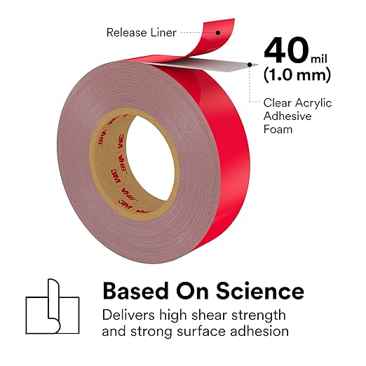 TapeCase VHB 4910 Clear Double Sided General Purpose Acrylic Tape, 40 Mil (1.02mm) Thick, 0.5 in Circle, 5 Circles/Pack-(1 Pack)