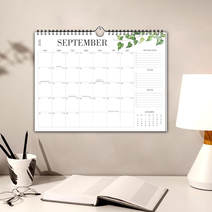 Aesthetic Wall Calendar 2026, 16 Monthly Horizontal Calendar September 2025 to December 2026, 14.5" x 11.5" Modern Wall Hanging Calendar for School, Home, Office for Monthly Organizing & Planning