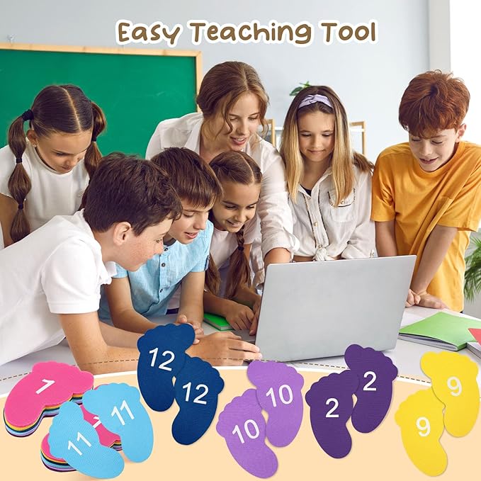 Outus 48 Pcs Carpet Feet Spots, Line up Sit Foot Spots for Classroom Floor, Carpet Markers for Teacher Supplies Classroom Rug, School Decoration(Multicolor)