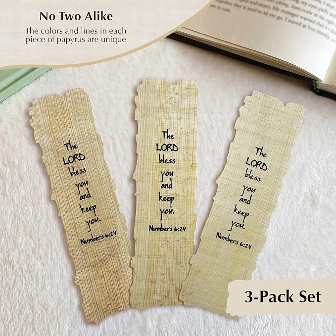 Pyriam Papyrus Religious Bookmark - “The Lord Bless You and Keep You” - Christian Bible Verse Bookmark - Inspirational Religious Gift for Men & Women.