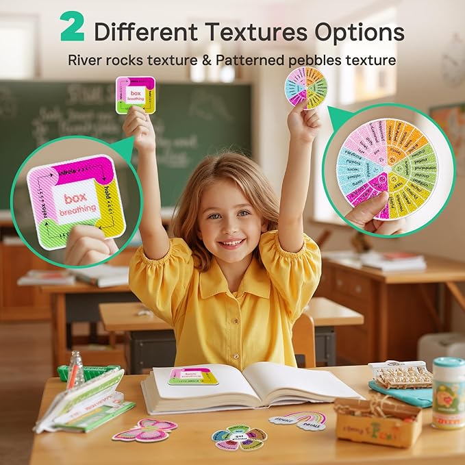 Sensory Strips for Anxiety Calming Stickers, 36PCS Textured Calming Mood Fidget Stickers for Kids Adults, Tactile Breathing Mindfulness Sticker for Classroom Office Desk