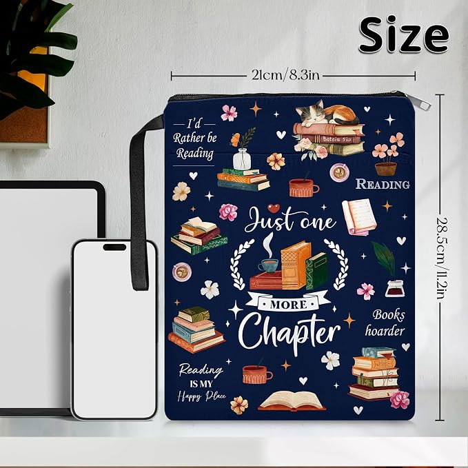 Book Sleeve for Book Lovers Waterproof Memory Fabric Book Sleeve with Zipper Reading Book Cover for Young Adults, Learning Supplies for Students, Gifts for Chritsmas Thanksgiving 11.2x8.3in