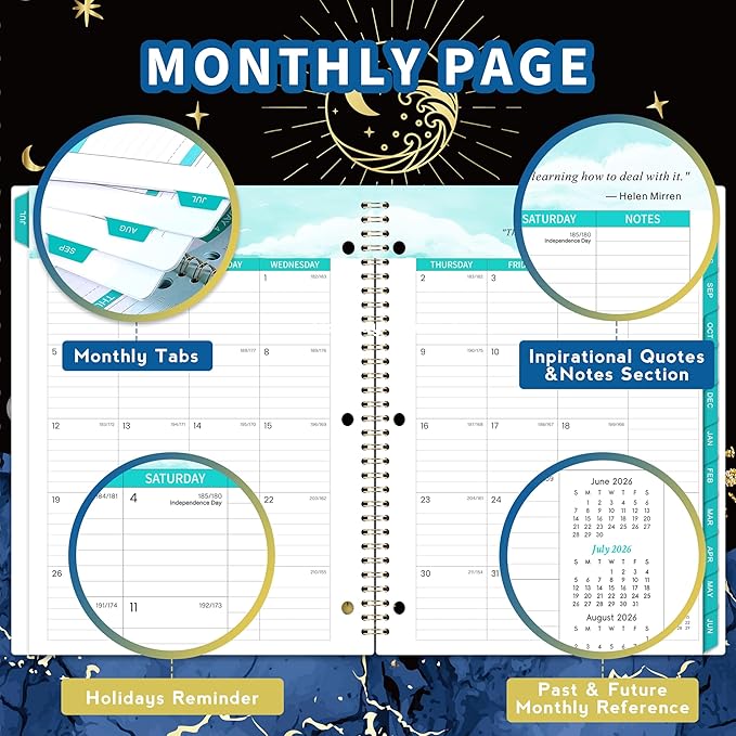 Student Planner 2026-2027 - School Planner 2026-2027 from Jul 2026 - Jun 2027, 9’’ × 11’’, Academic Weekly Lesson Calendar with 12 Monthly Tabs, Twin-Wire Binding, Stickers, Perfect Organizer