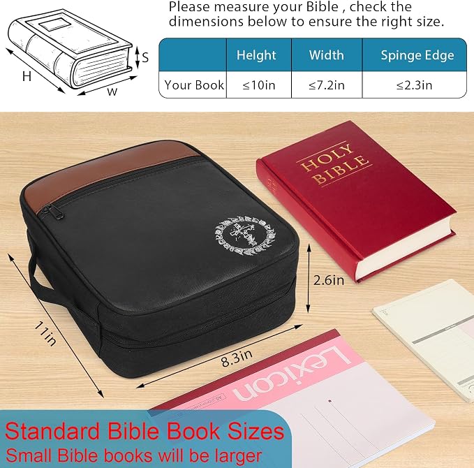 CDBXPRG Bible Cover, Bible Carrying Book Case for Women,Protective Church Organizer Holder Bag with Handle Pockets,Christian Gift for Girls Boy and Men Brown