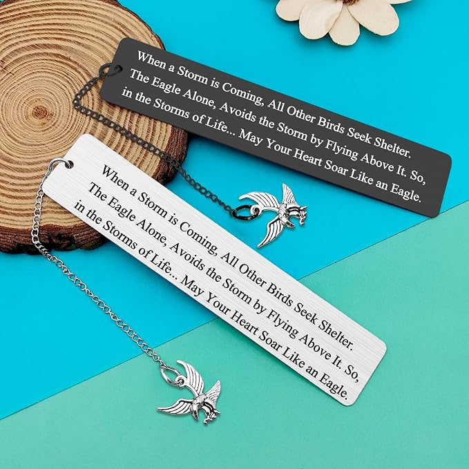 2Pcs Inspirational Bookmarks Eagle Gifts for Women Men Gifts for Eagle Scouts Reading Lovers Scouts Leader Scout Ceremony Gift Scoutmaster Court of Honor Encouragement Gifts for Eagle Lovers Friends