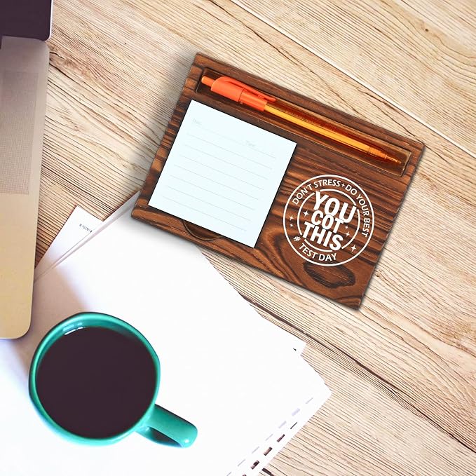 You Got This Test Day Motivation Self-Stick Note Pad Holder Encouragement Gift for Students Teachers Test-Takers Functional and Stylish Desk Organizer, Work Desk Retro Note Pad Holder SDZ354