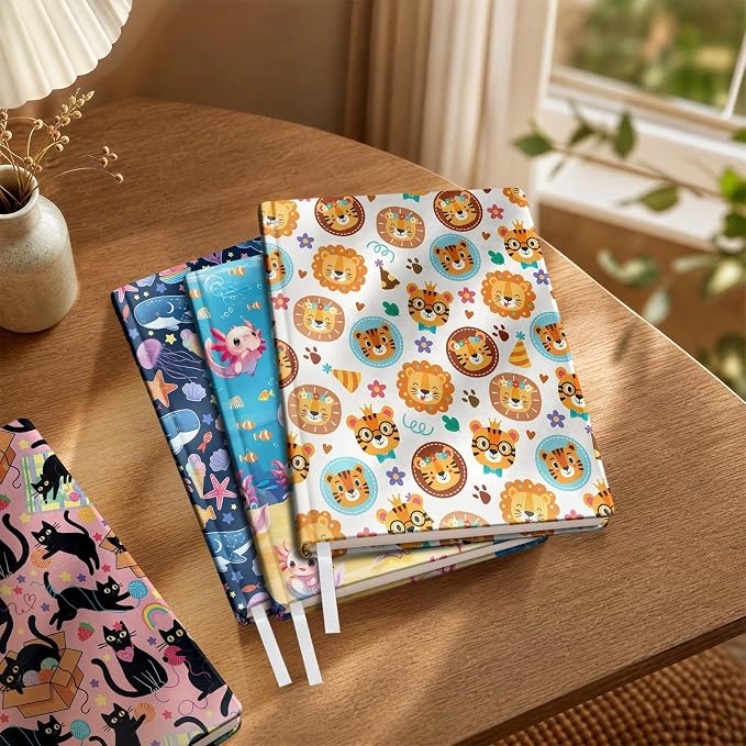 6 Pack Stretchable Book Covers, Jumbo Book Covers for Paperbacks Hardcover Books up to 9 x 11 Inches, Reusable Washable Protective Fabric Books Sleeves, Animals
