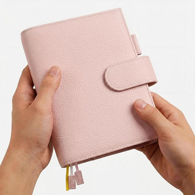 A6 Genuine Leather Techo Notebook Cover Compatible with Hobonichi Original Stalogy Midori MD with 5 Card Slots Pen Loop Bookmarks Back Pocket