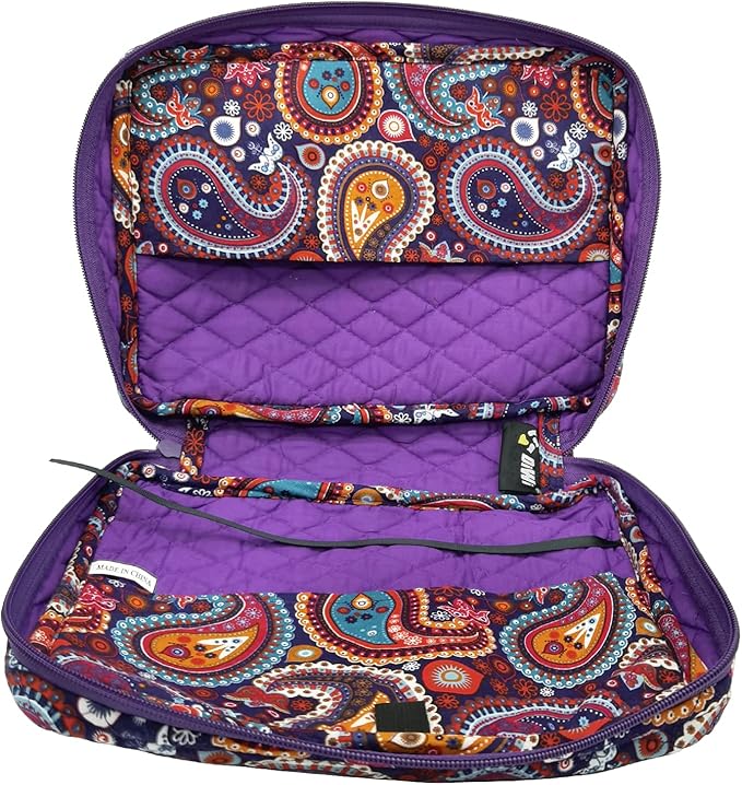 DIWI Quilted Bible Cover Extra Large Sizes 11.25 X 8.25 X 2.75 Inches Good Book Case (XL, C1 Purple Paisley)